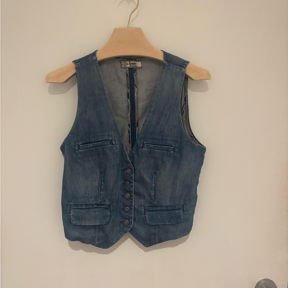 7 For All Mankind Blue Denim Vest